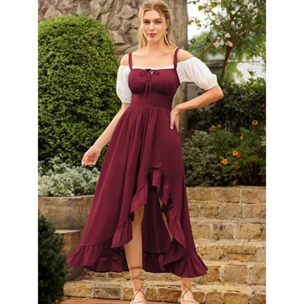 Scarlet Darkness Renaissance Dress Women Summer Corset Dress Flowy Sleeveless S